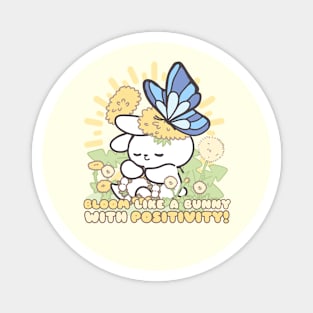 Cute Bunny Blossoming Positivity: Loppi Tokki Flourishes Among Vibrant Flowers Magnet